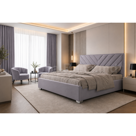 Pat tapițat premium  160x200 cu tăblie decorativă pentru dormitor modern A-132