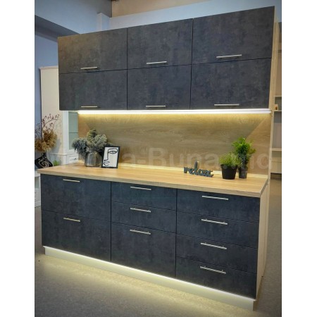 Bucatarie moderna cu sticla 1.8m cu fatada MDF lucit A-2